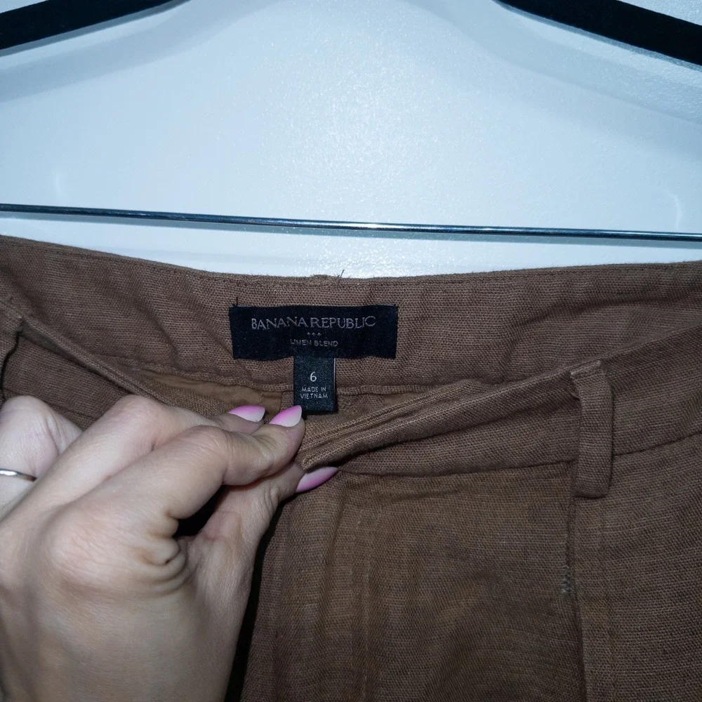 New Banana Republic‎ Brown Luxe Linen Blend Cargo Trouser Pants 6